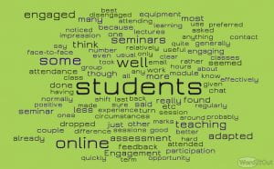 Word cloud on student adaptation to online learning