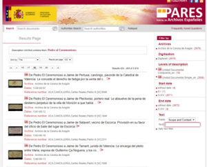 Image of the Pares system, National Spanish Archives Portal